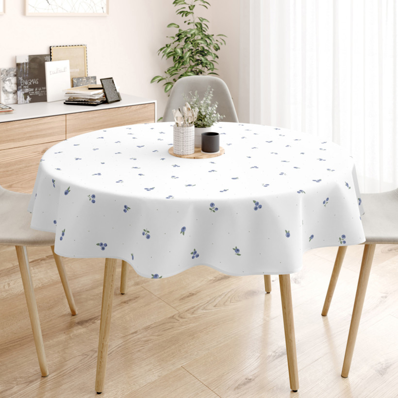 Runde Tischdecke 100% Baumwolle - Heidelbeeren