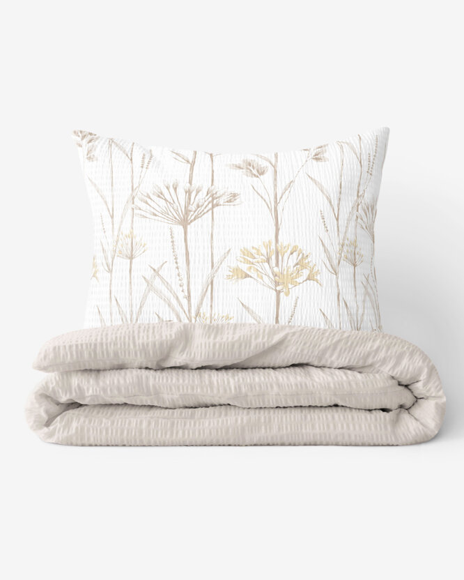 Seersucker Bettwäsche Duo - Dekorpflanzen mit Latte