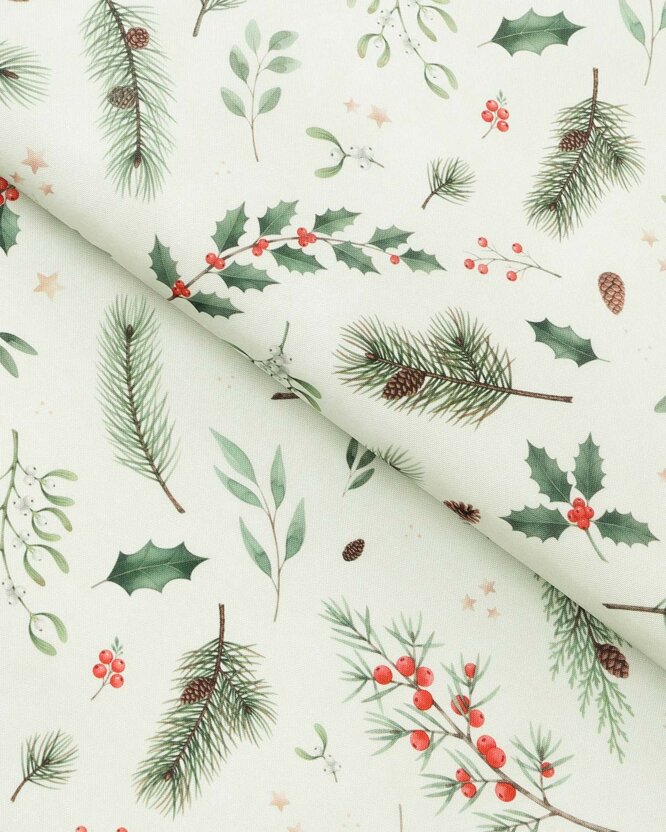 Weihnachtlicher Teflonstoff für Tischdecken – Winterzweige