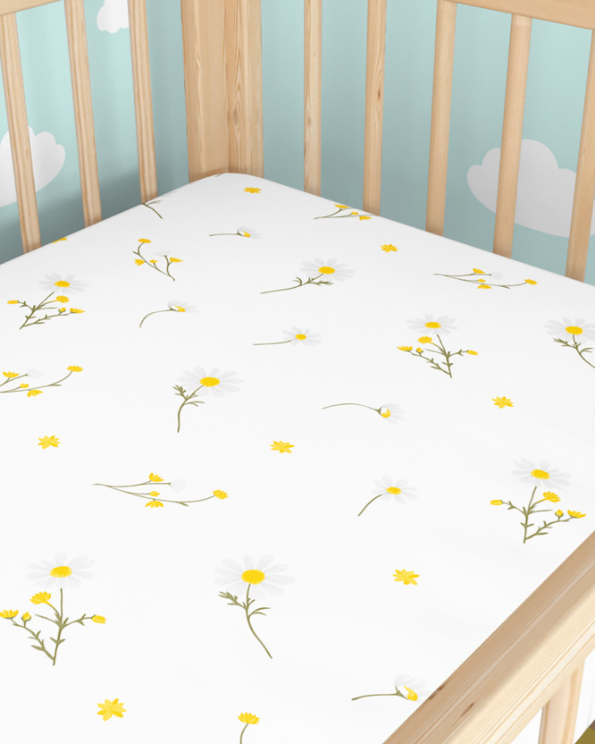 Spannbetttuch aus Baumwolle für Babybetten - Kamille