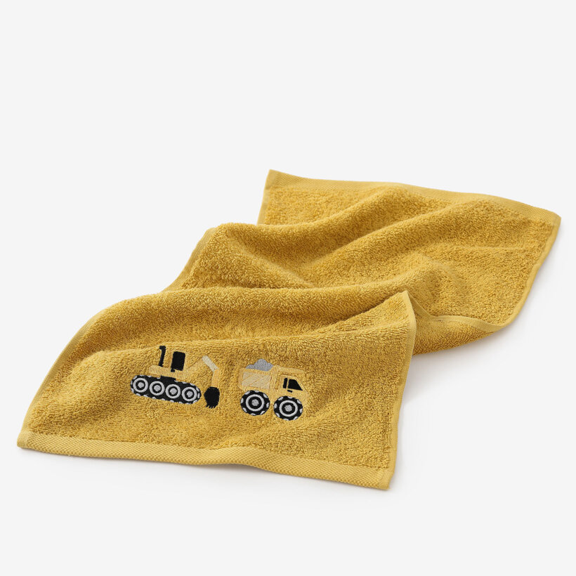 Kinder-Frottierhandtuch - Bagger in Senf