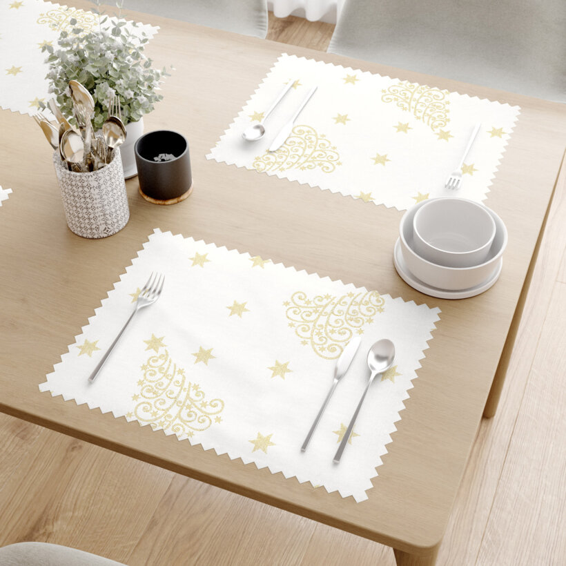 Weihnachtliches Tischset Teflon - Goldene Tannenbäume und Sterne - 2 Stück