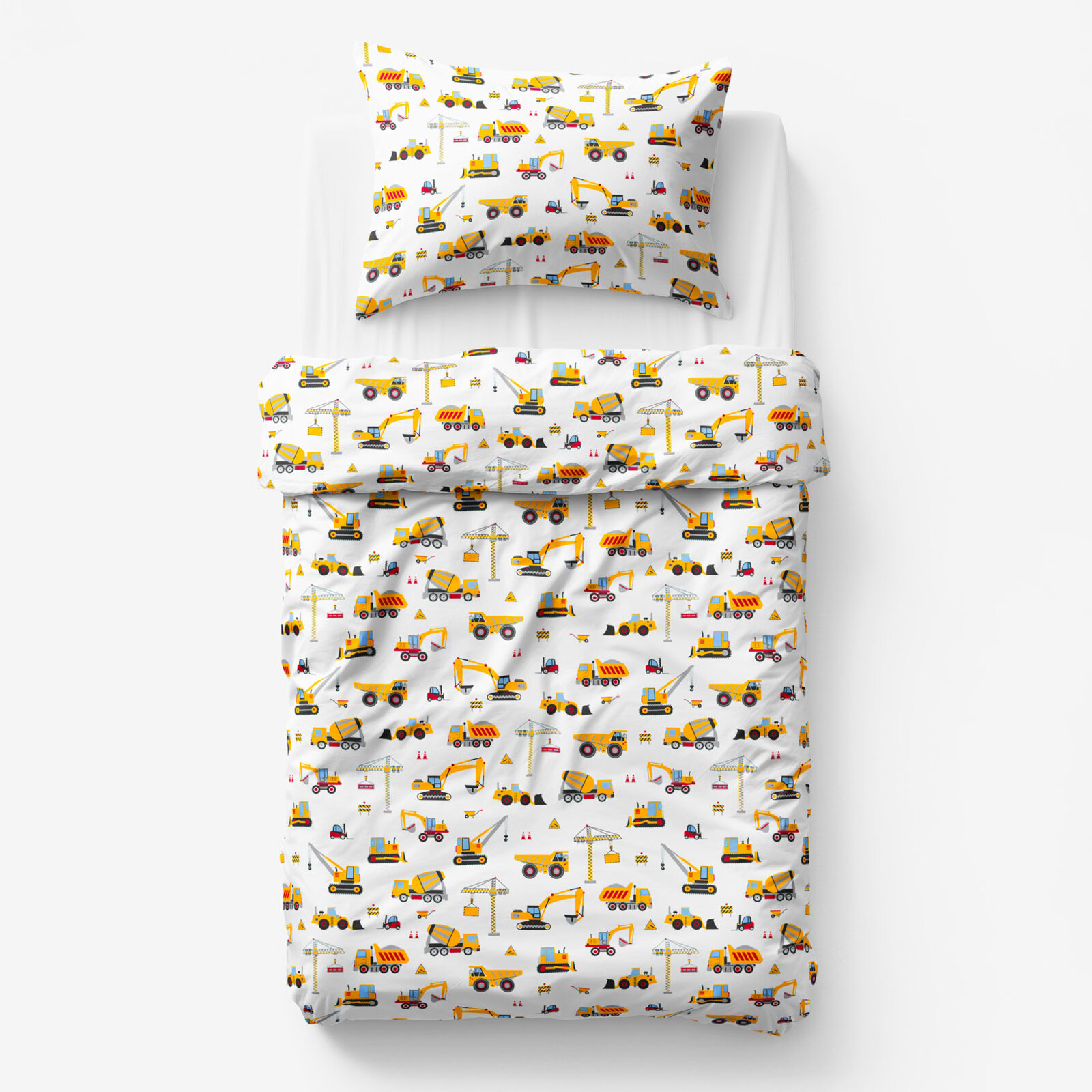 Kinder - Bettwäsche aus Baumwolle - Lastwagen und Bagger