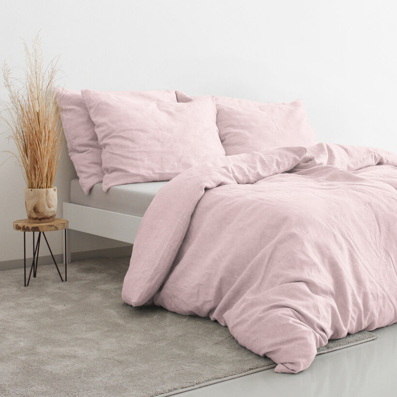 Bettwäsche aus Leinenmischung - puderrosa