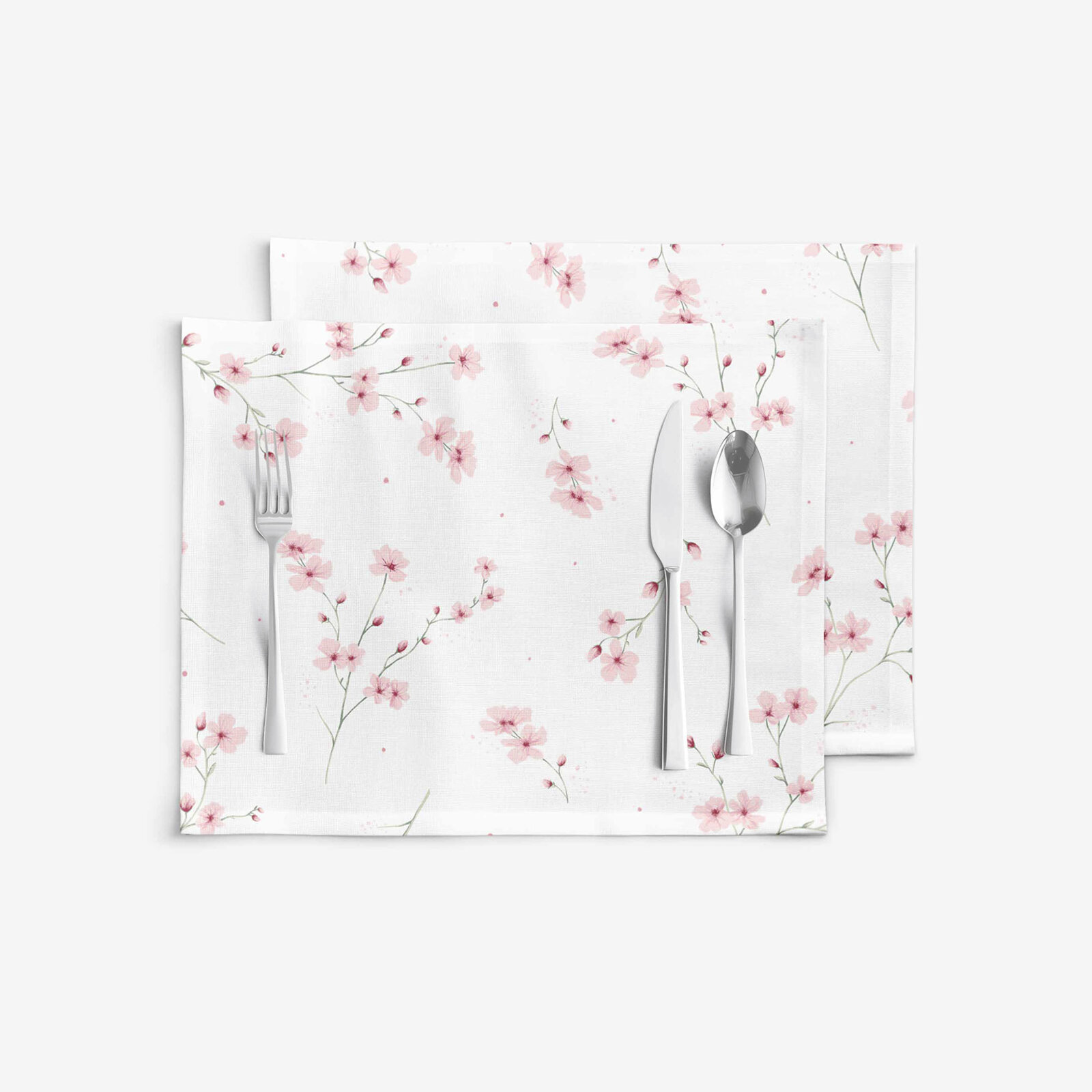 Tischset 100% Baumwolle - Blühende Sakura-Kirschbäume - 2 Stück