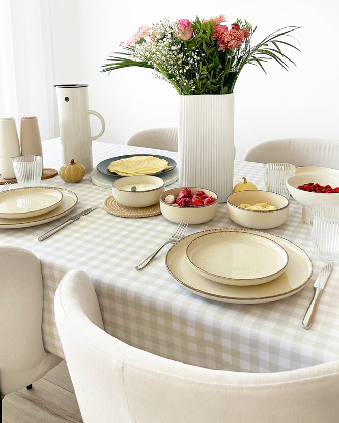 Eckige Tischdecke Teflon - beige Würfel