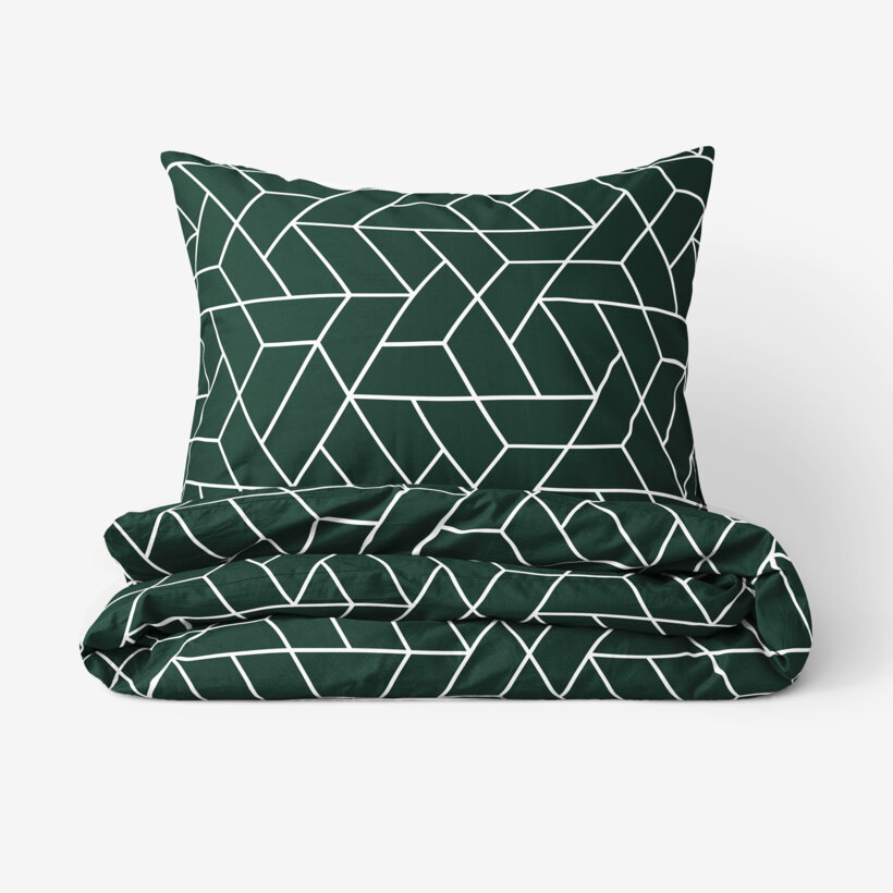 Bettwäsche aus Baumwolle - Mosaik auf Dunkelgrün