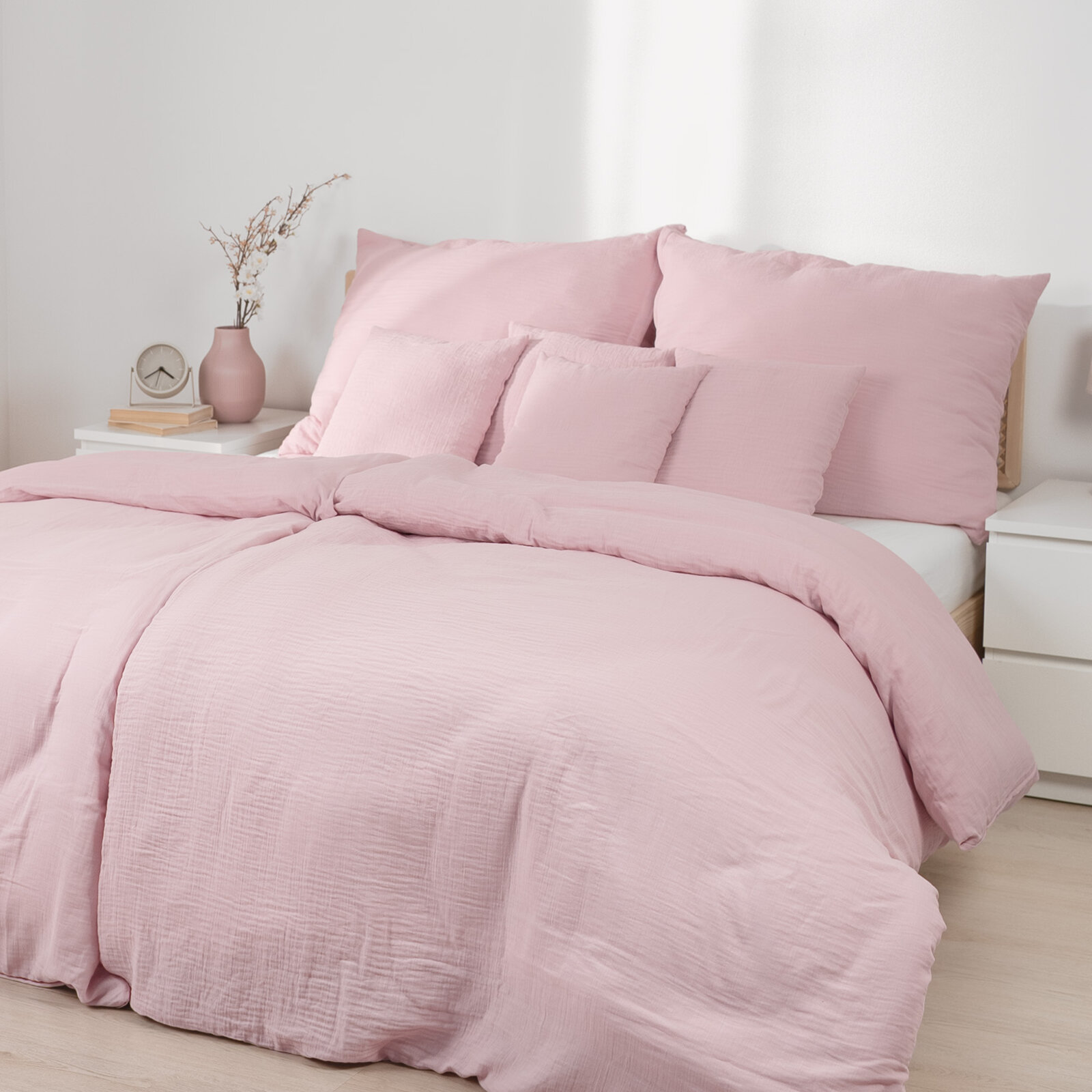Musselin-Bettwäsche – pastellrosa