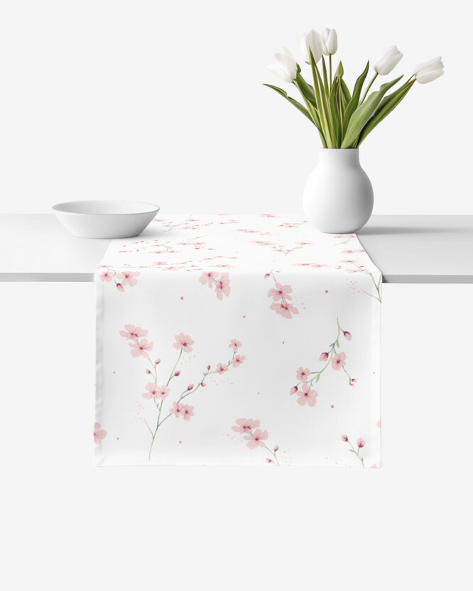 Tischläufer aus 100% Baumwolle - Blühende Sakura-Kirschbäume