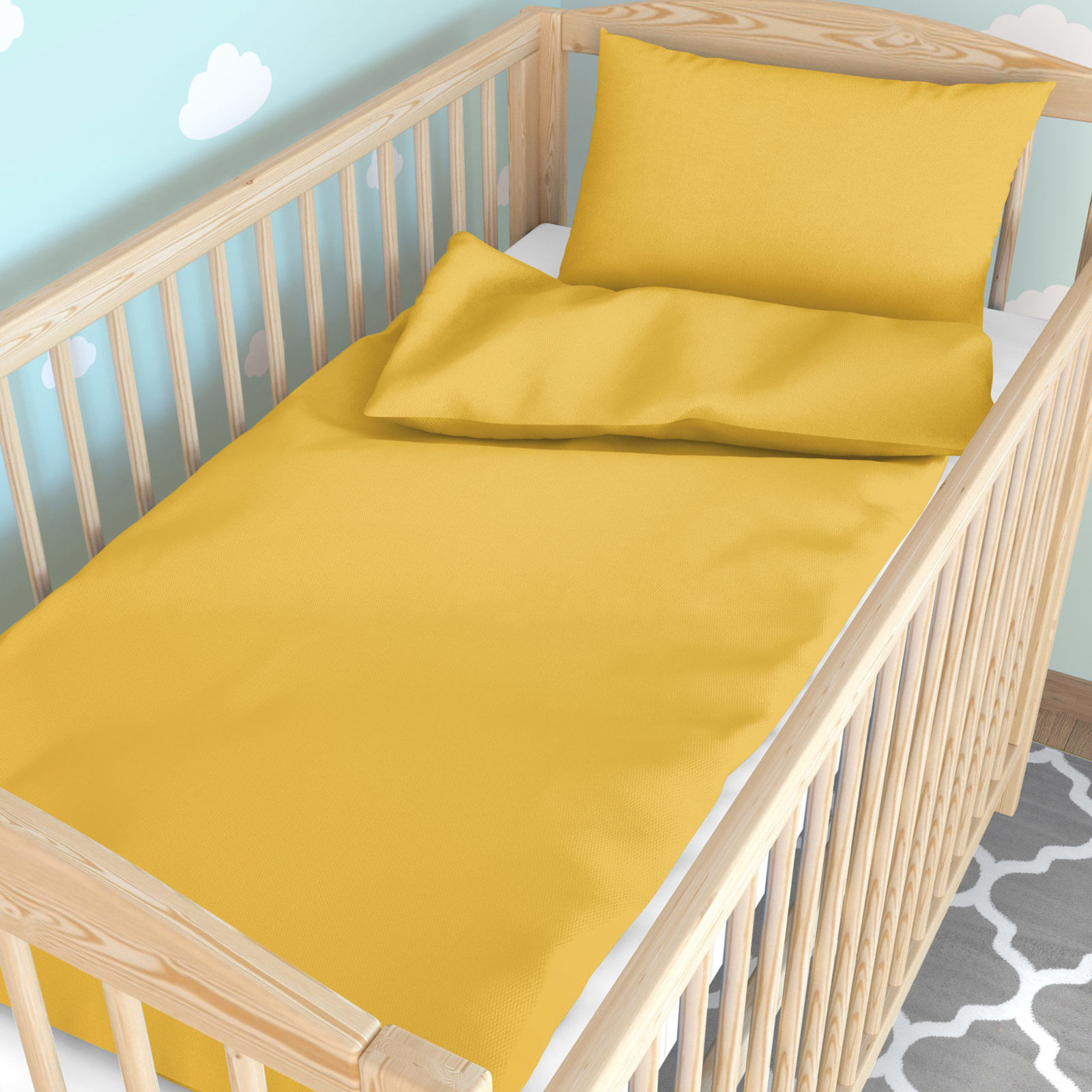 Bettwäsche für Babybetten aus Baumwolle - honiggelb