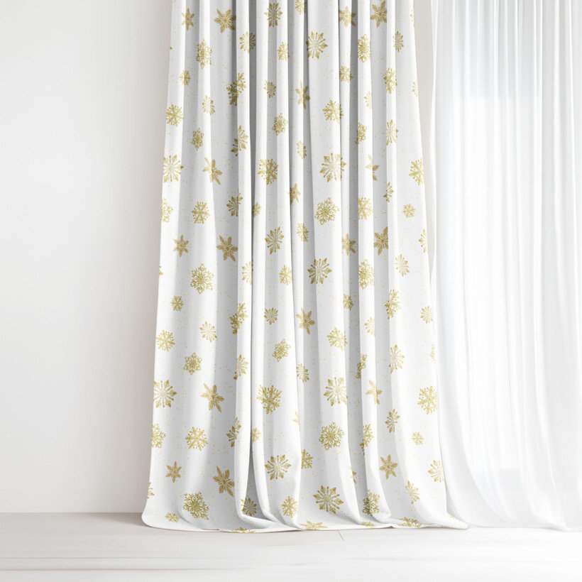 Weihnachtlicher Dekorativer Vorhang – Goldene Schneeflocken