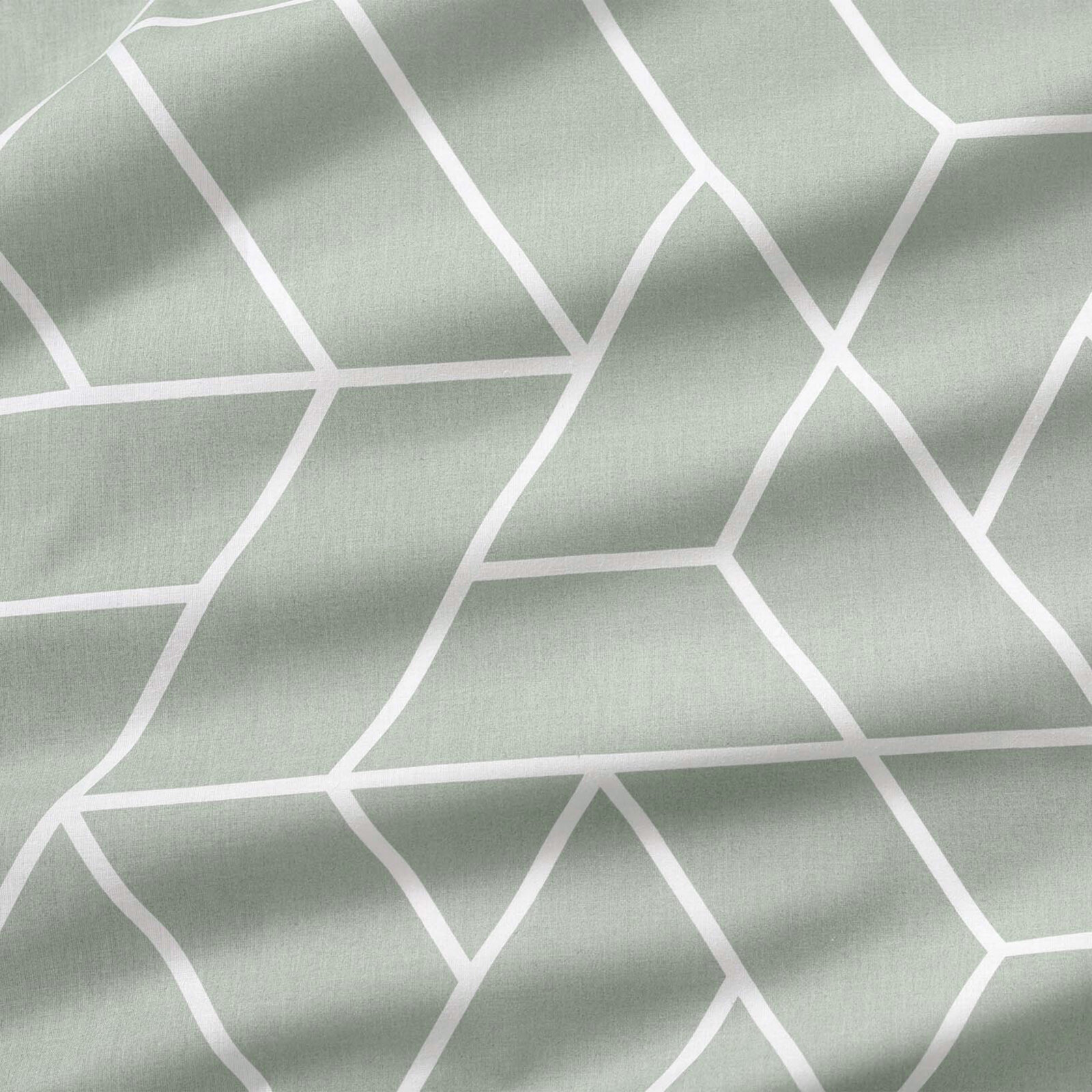 Vorhang aus Baumwolle - Mosaik auf Salbeigrün