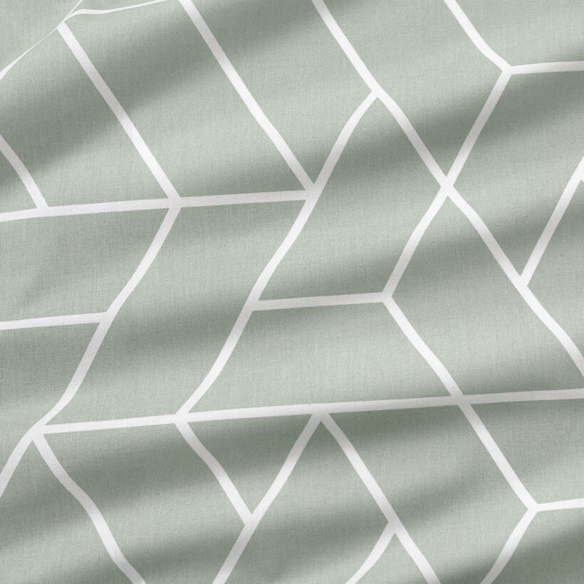 Vorhang aus Baumwolle - Mosaik auf Salbeigrün