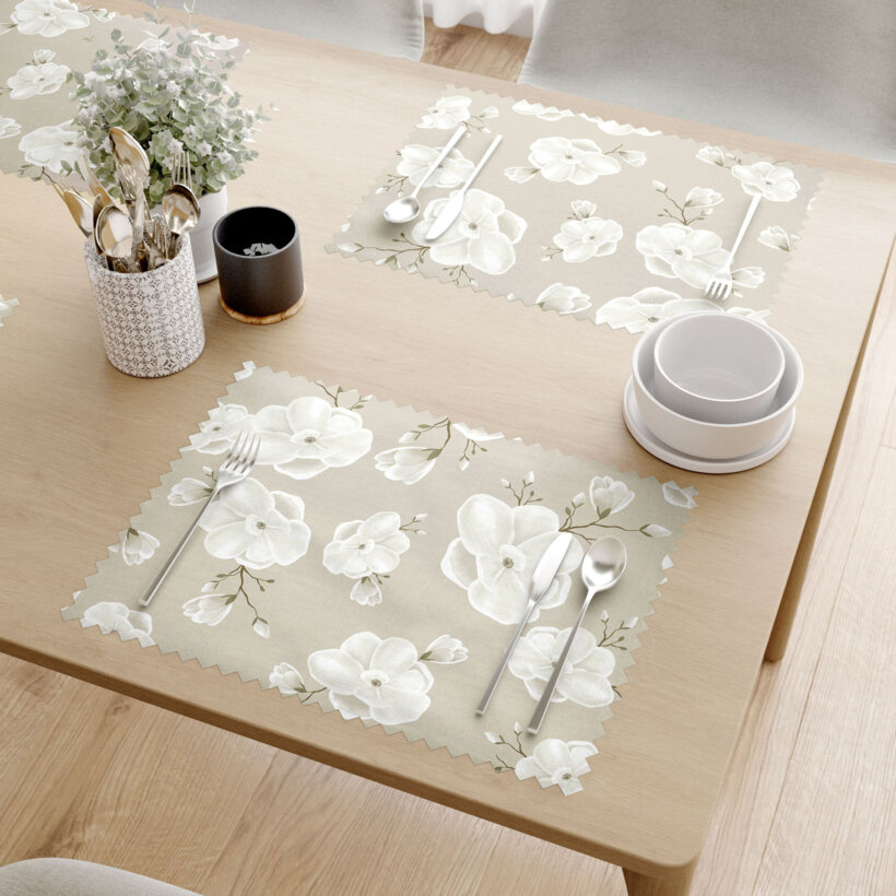 Tischset Teflon - Weiße Blumen - 2 Stück