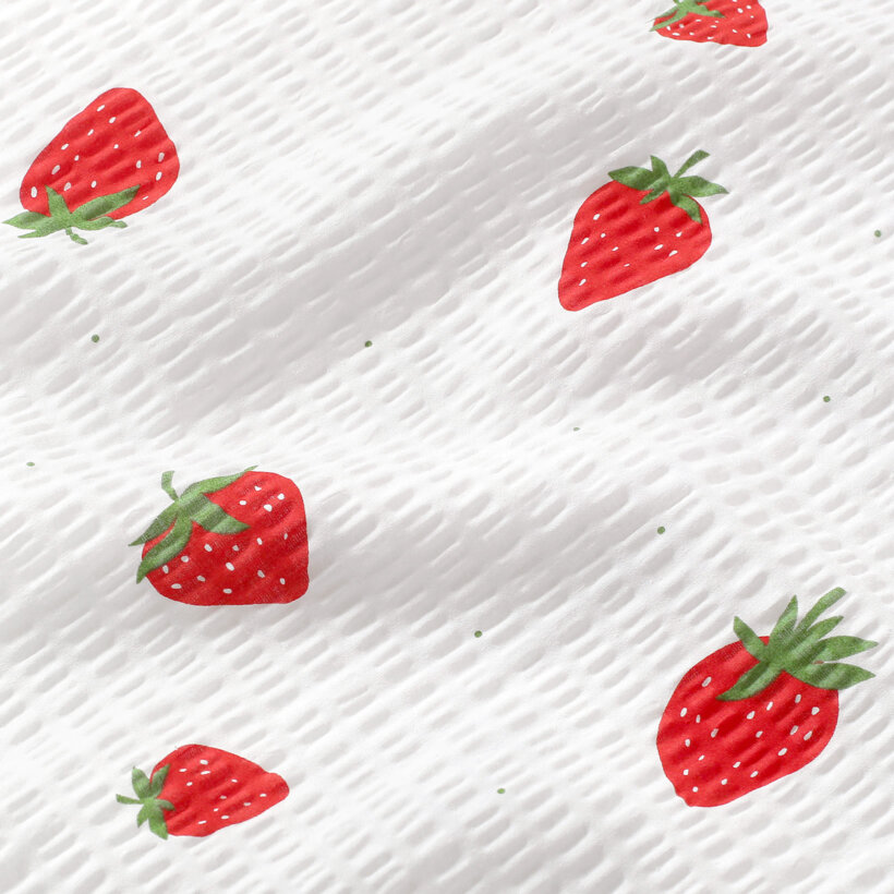 Seersucker-Kissenbezug - frische Erdbeeren