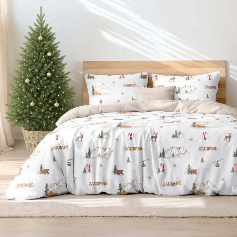 Weihnachts-Bettwäsche aus Baumwolle Duo - Zakopane mit Latte