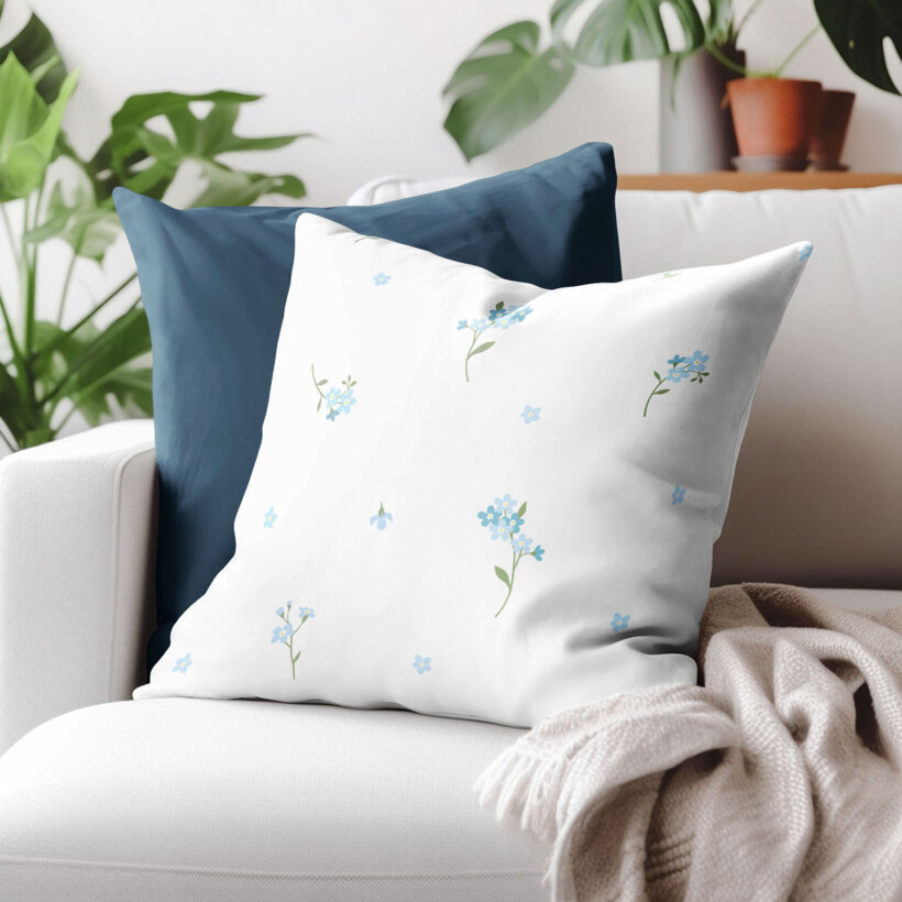 Kissenbezug aus Baumwolle - Vergissmeinnicht