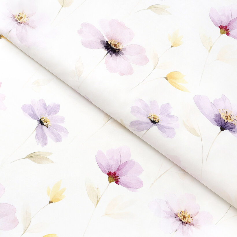 Mako-Satin - Lila Blüten