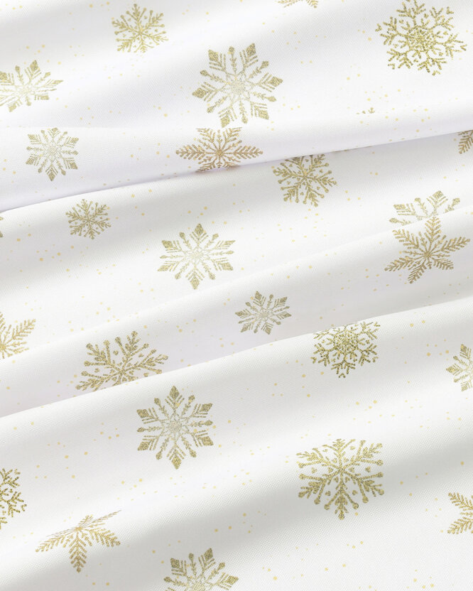 Runde Weihnachts-Tischdecke Teflon - Goldene Schneeflocken