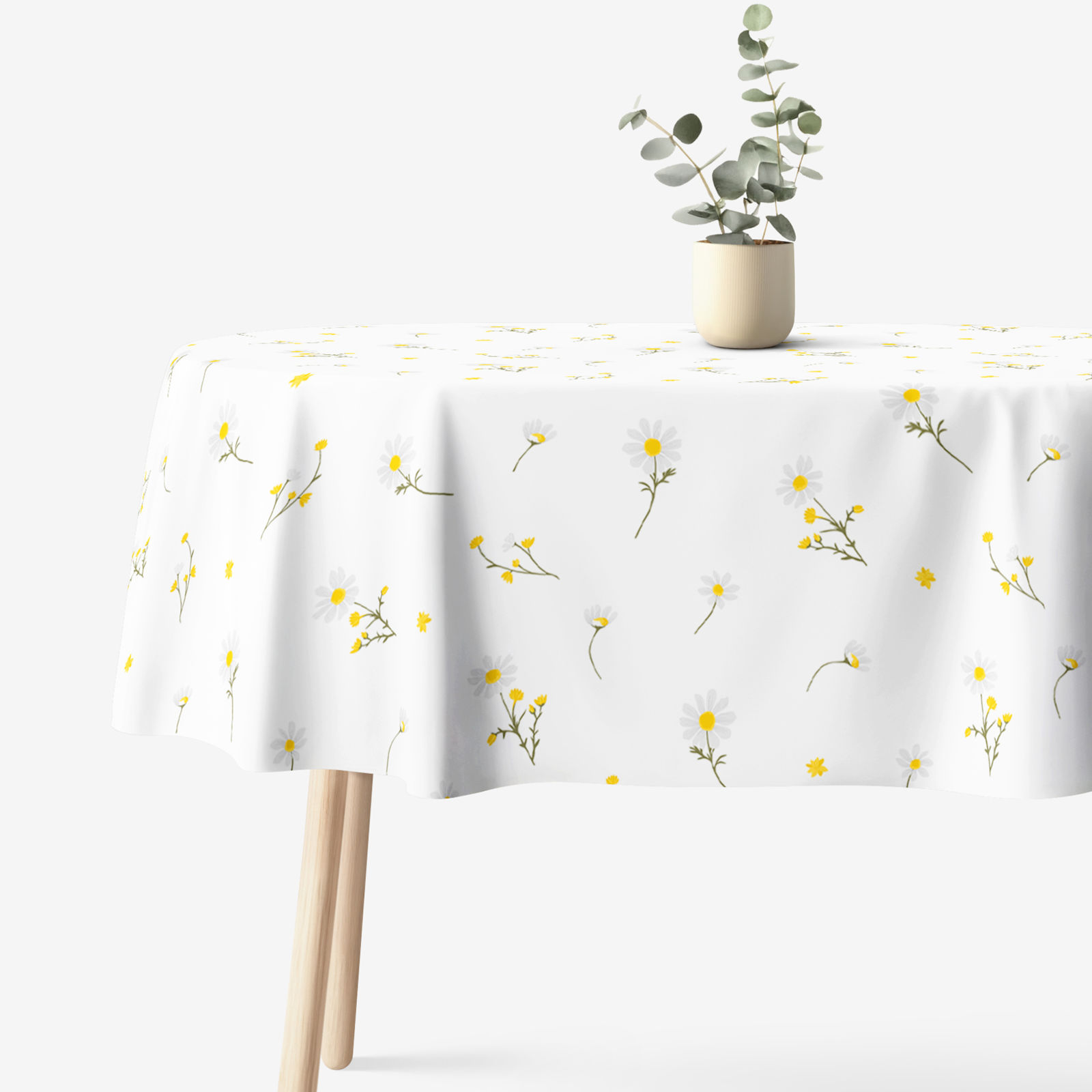Ovale Tischdecke aus 100% Baumwolle - Kamille