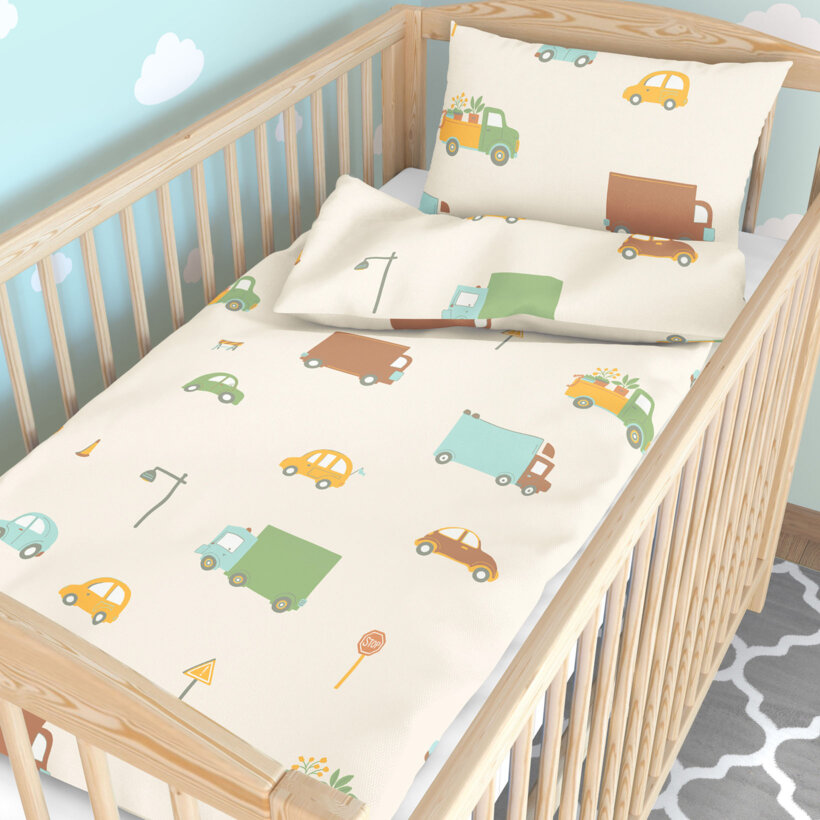 Bettwäsche für Babybetten aus Baumwolle - Welt der Autos