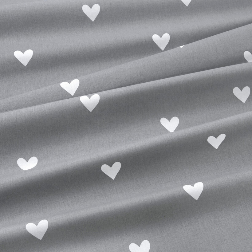 Spannbetttuch aus Baumwolle für Babybetten - Herzchen auf Grau