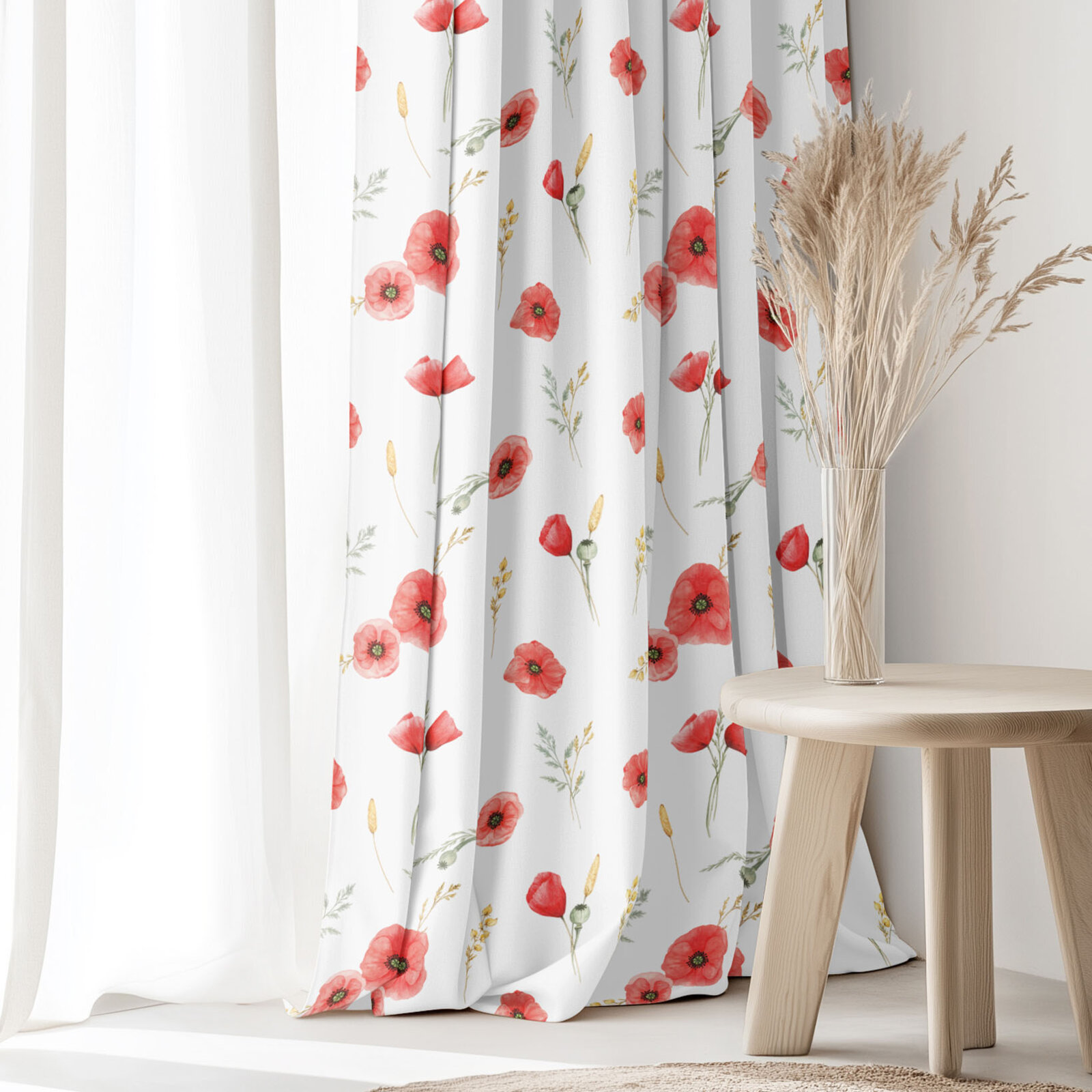 Dekorativer Vorhang – Mohnblumen