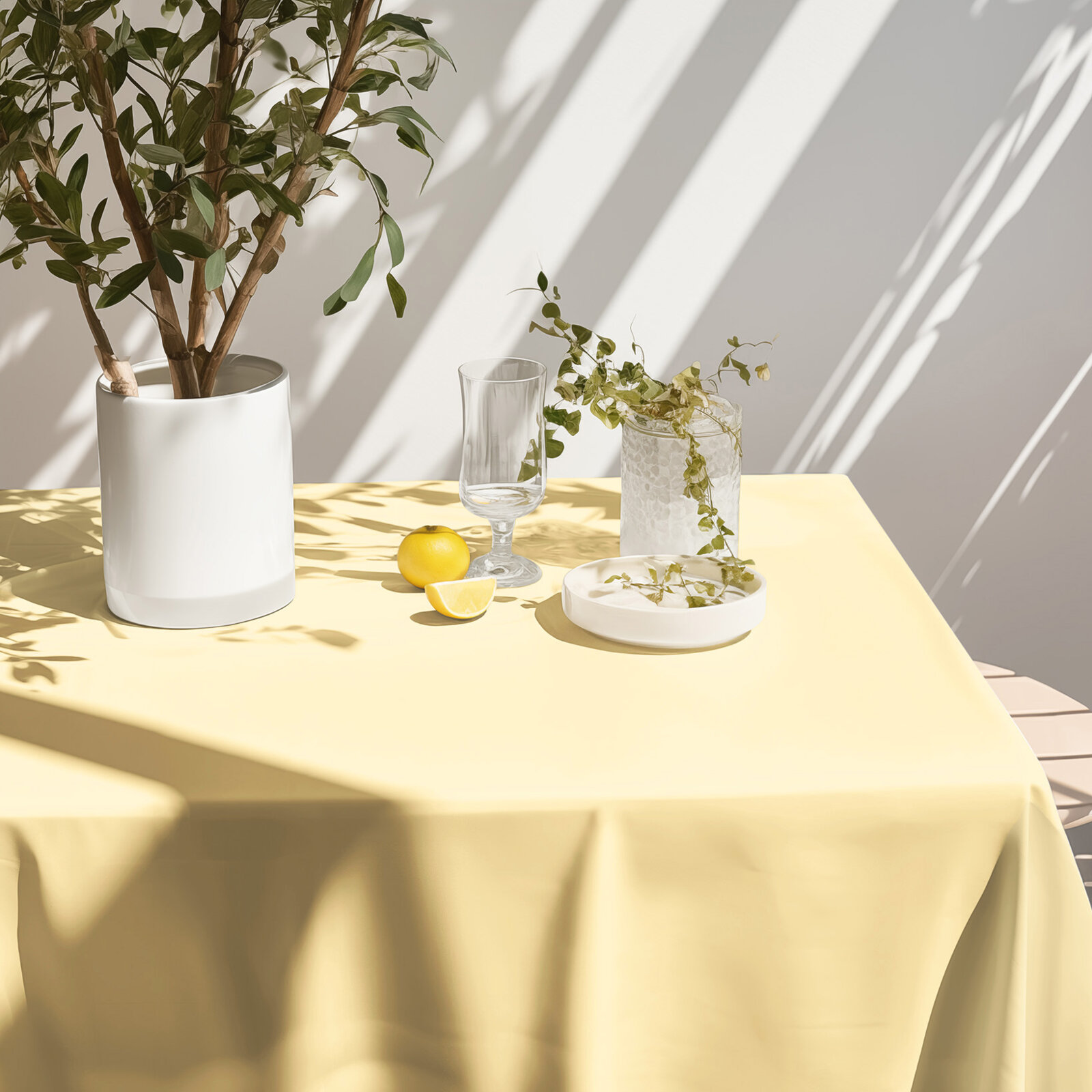 Eckige Tischdecke 100% Baumwolle - Bananenfarbe