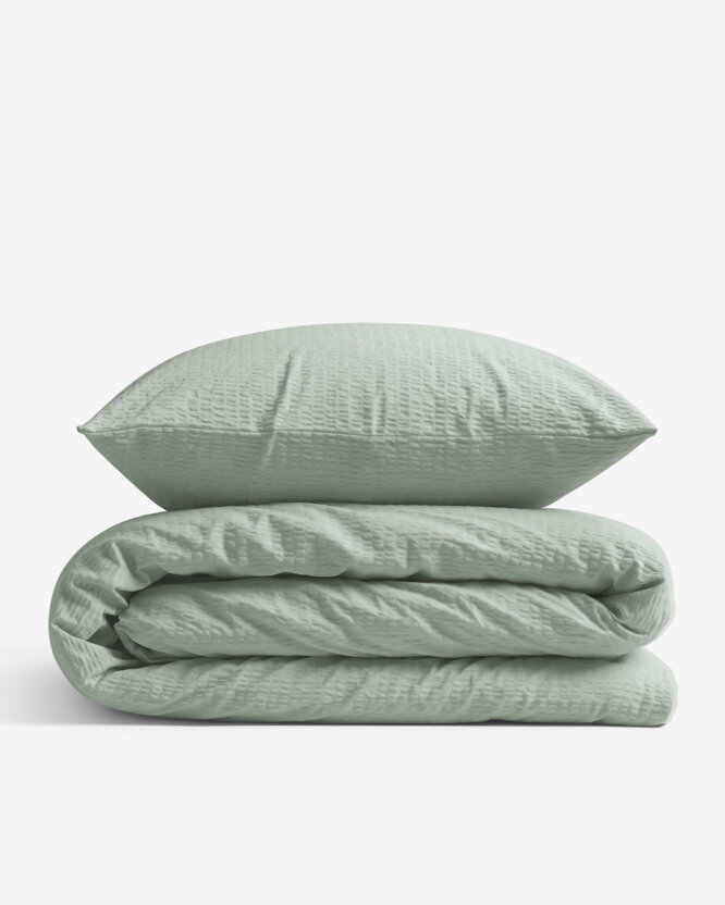 Seersucker Bettwäsche - salbeigrün