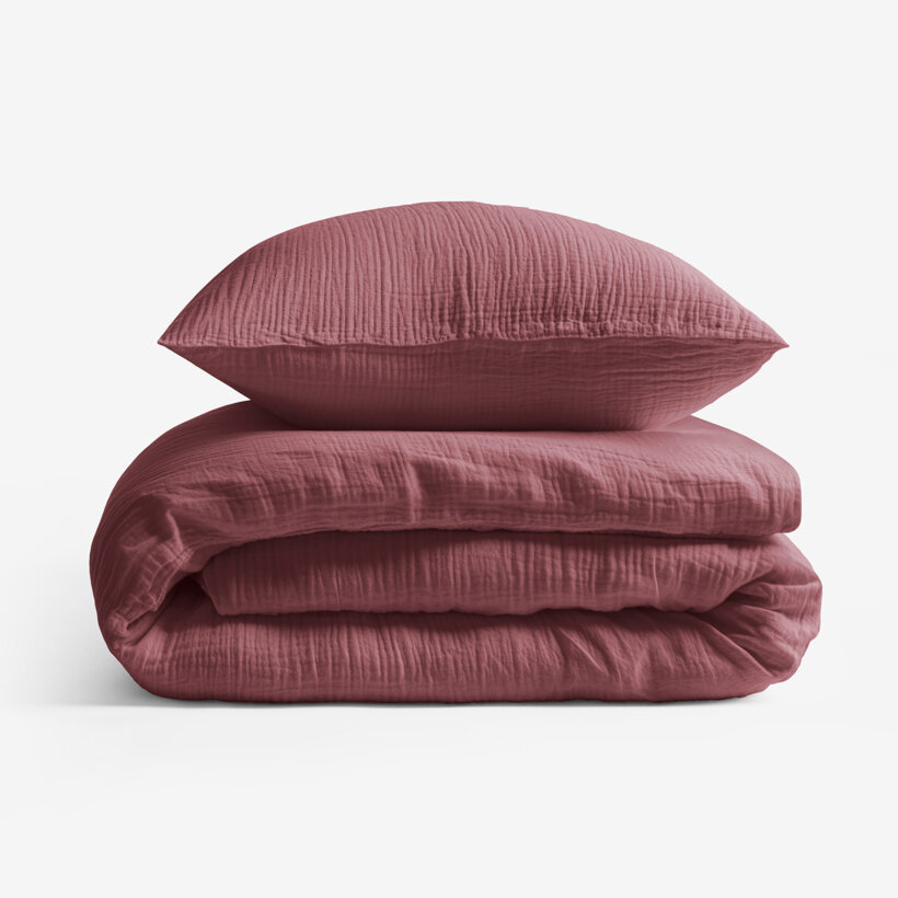 Musselin-Bettwäsche – burgunderrosa