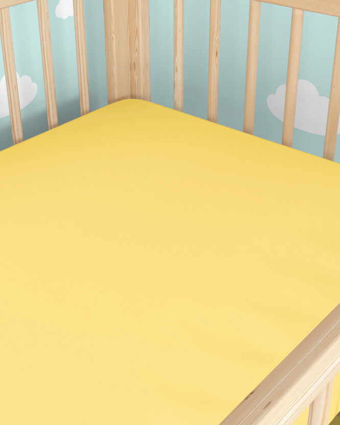 Spannbetttuch aus Baumwolle für Babybetten - gelb