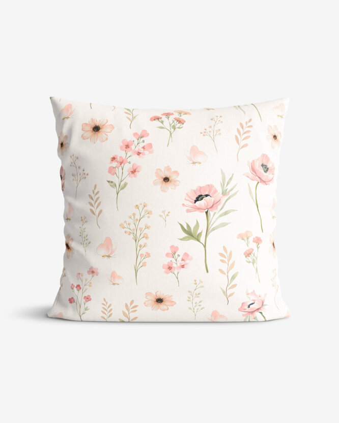 Dekorativer Kissenbezug - Rosa Blümchen