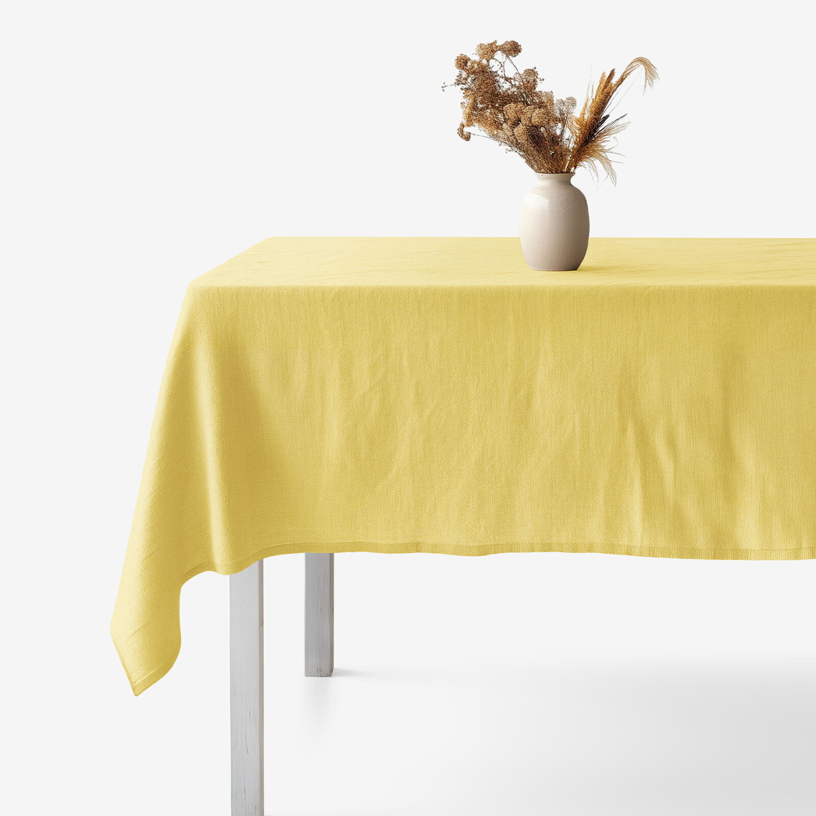 Quadratische Tischdecke aus Leinenmischung - gelb