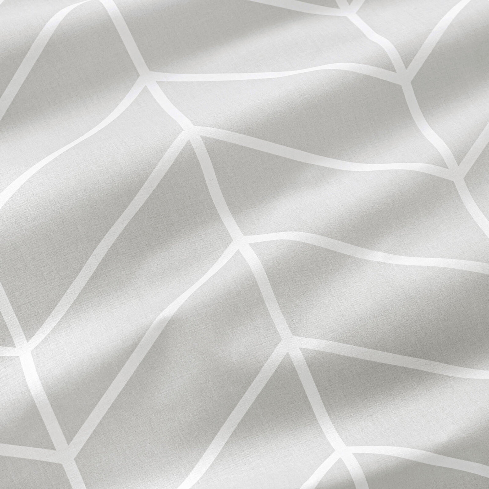 Kissenbezug aus Baumwolle - Weißer Zickzack auf Grau