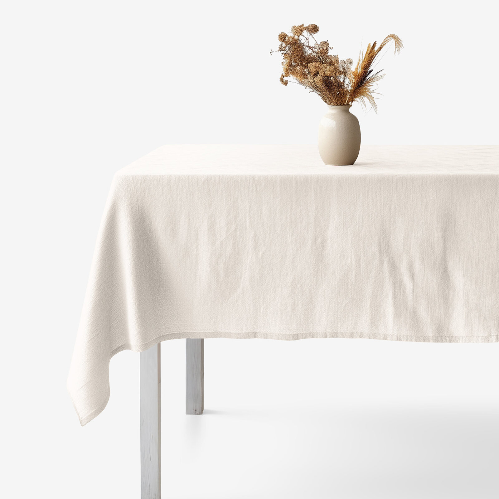 Quadratische Tischdecke aus Leinenmischung - elfenbein