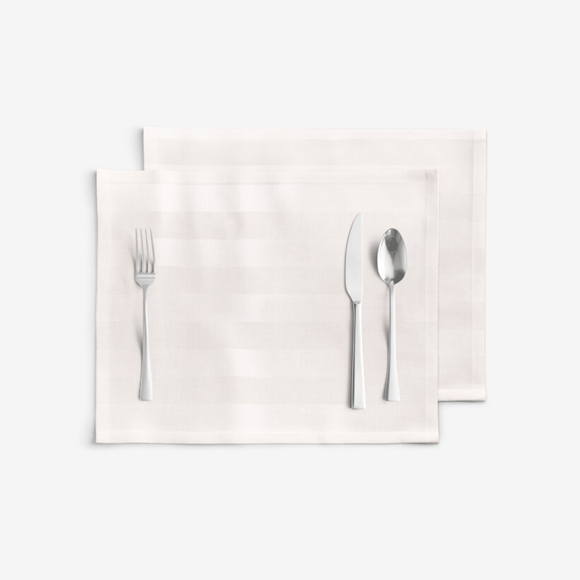Festliche Damast-Tischset - creme Streifen mit Satin-Glanz - 2 Stück