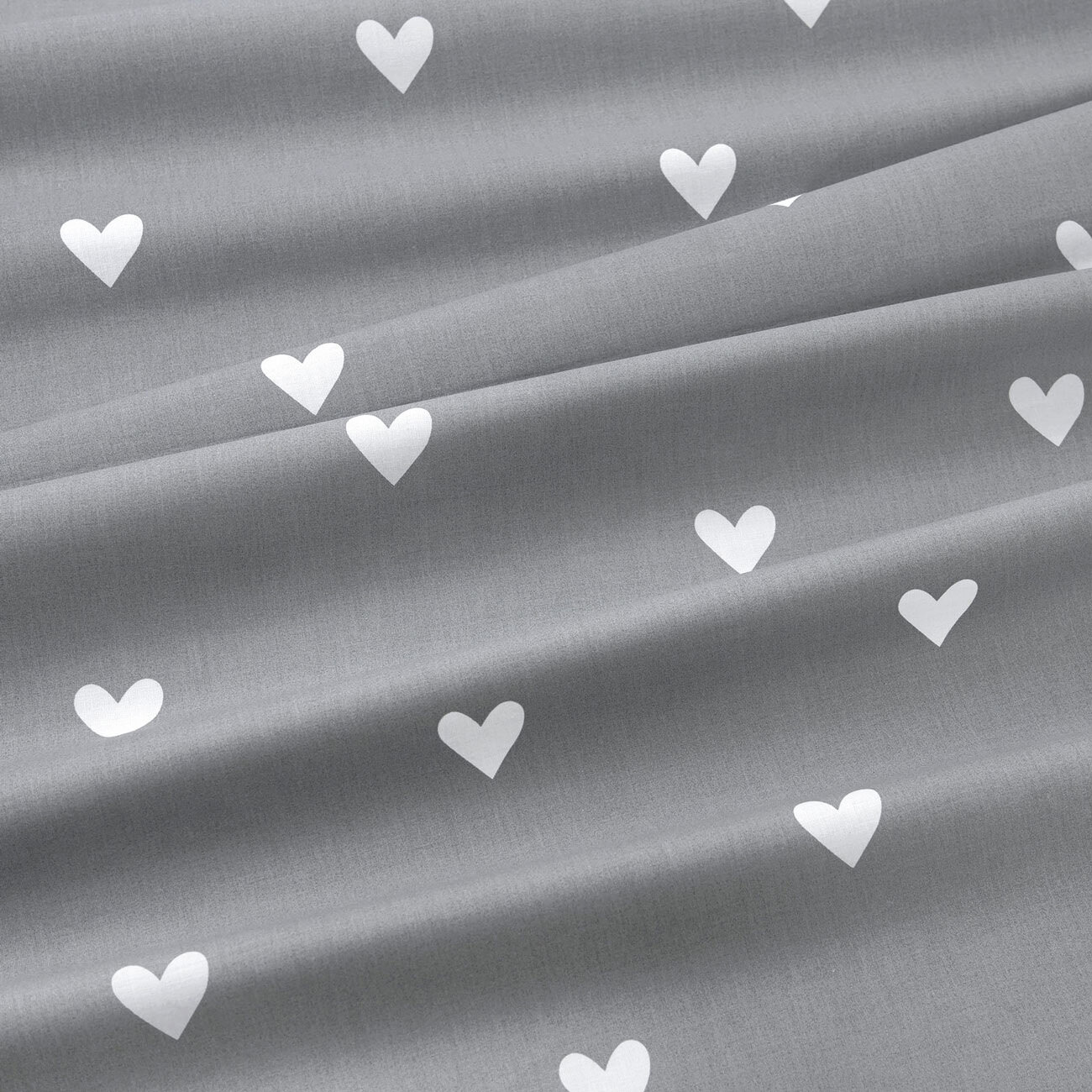 Runde Tischdecke 100% Baumwolle - Herzchen auf Grau