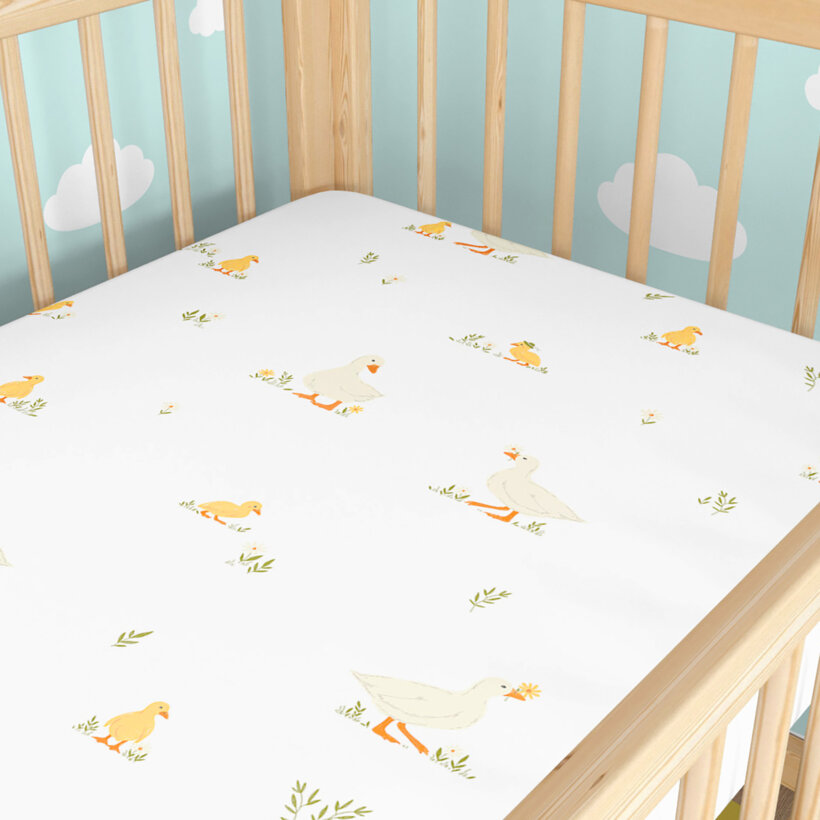 Ostern Spannbetttuch aus Baumwolle für Babybetten - Enten