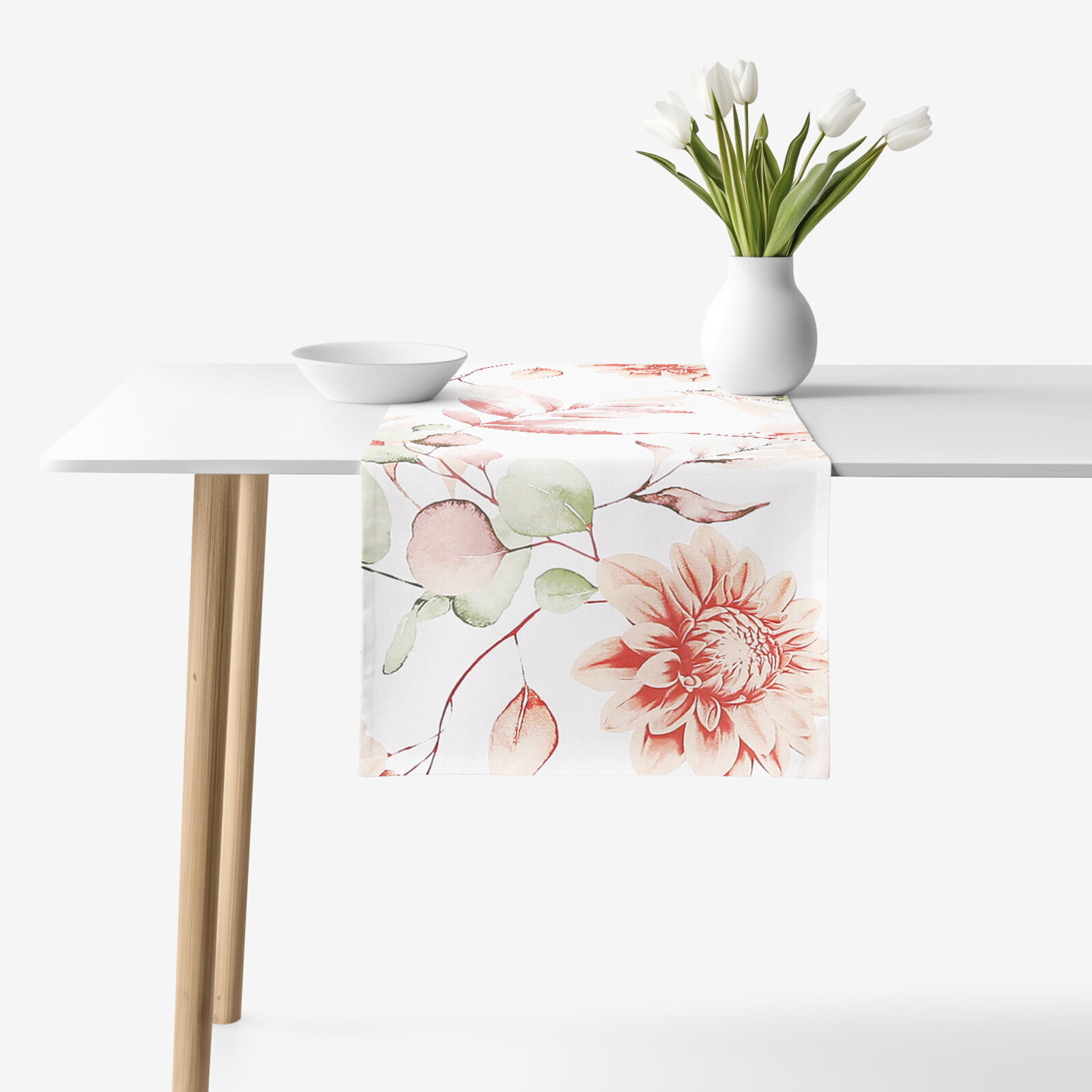 Tischläufer aus 100% Baumwolle Deluxe - aquarelle Blumen