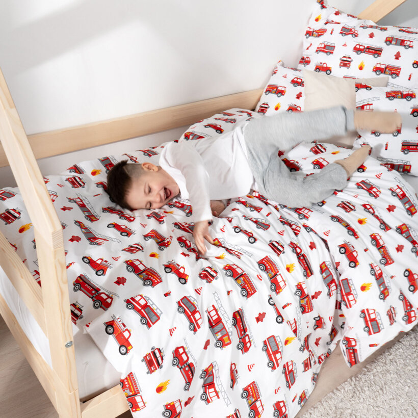 Kinder - Bettwäsche aus Baumwolle - Feuerwehrfahrzeuge