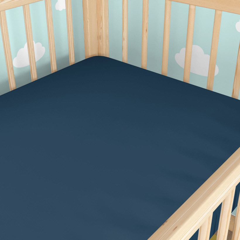 Spannbetttuch aus Baumwolle für Babybetten - marineblau