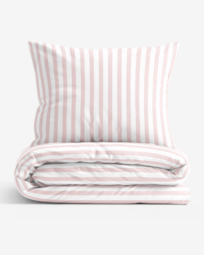 Bettwäsche aus Baumwolle - Puderrosa Streifen