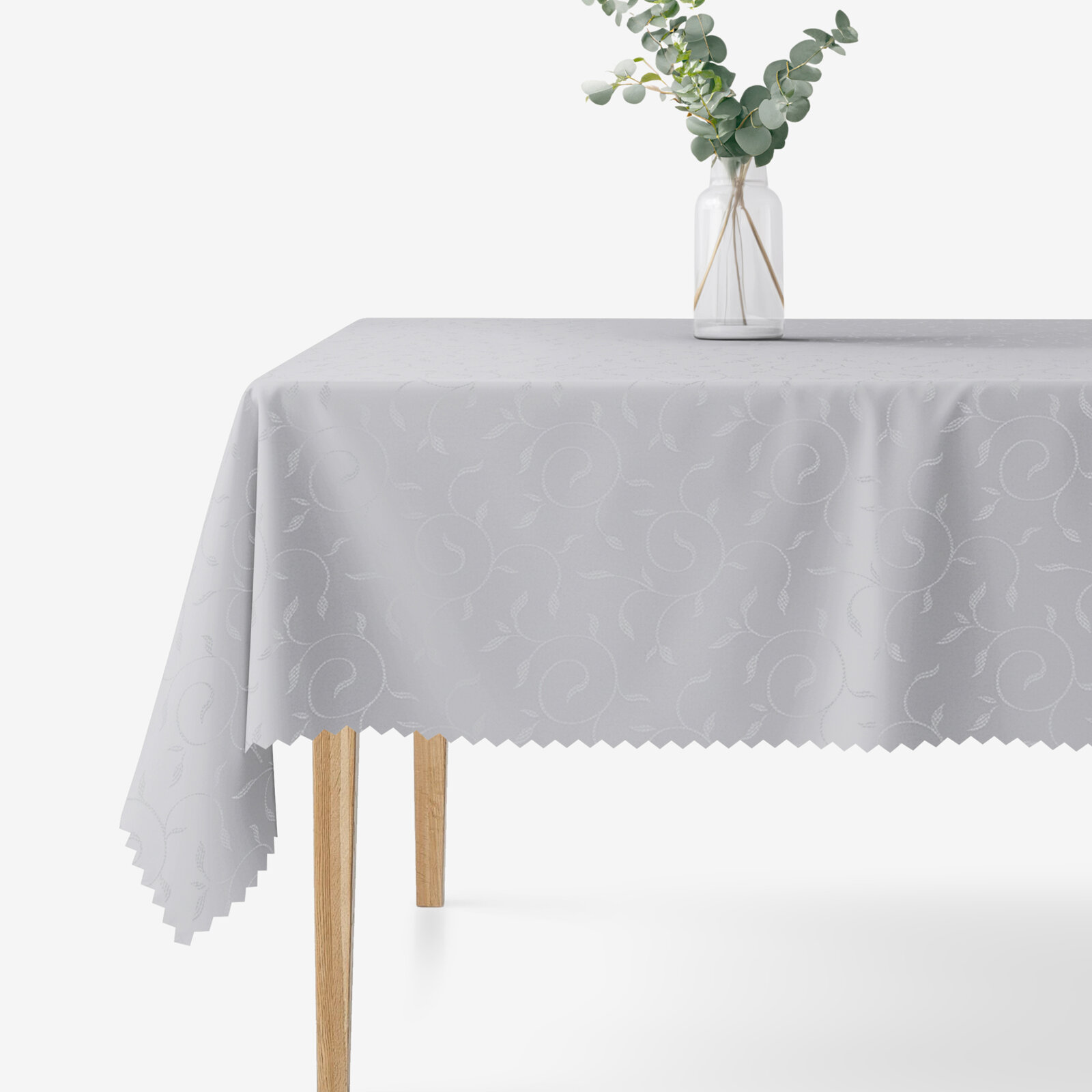 Festliche eckige Teflon-Tischdecke - grau mit großen Ornamenten