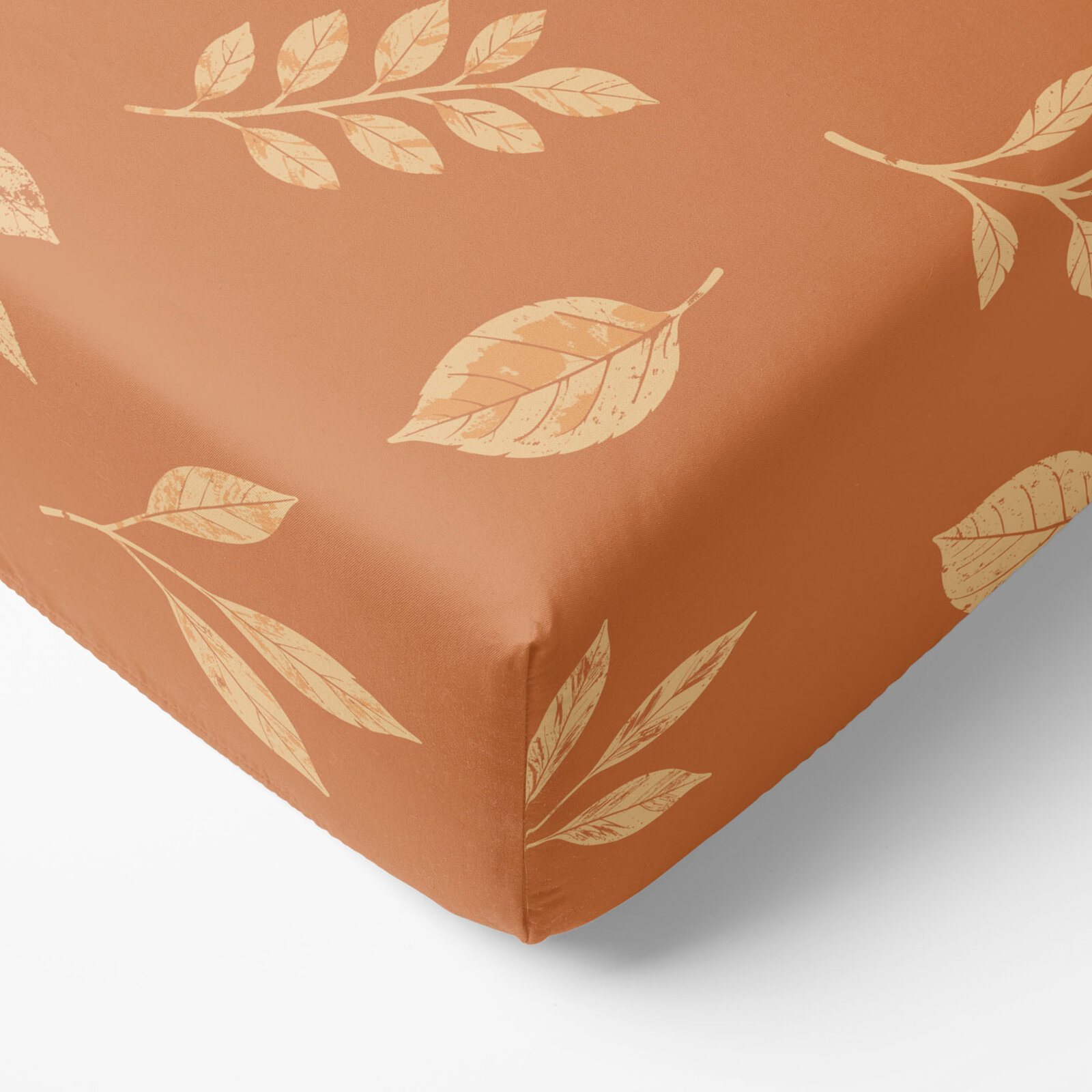 Spannbettlaken aus Baumwolle - Orange Herbstblätter