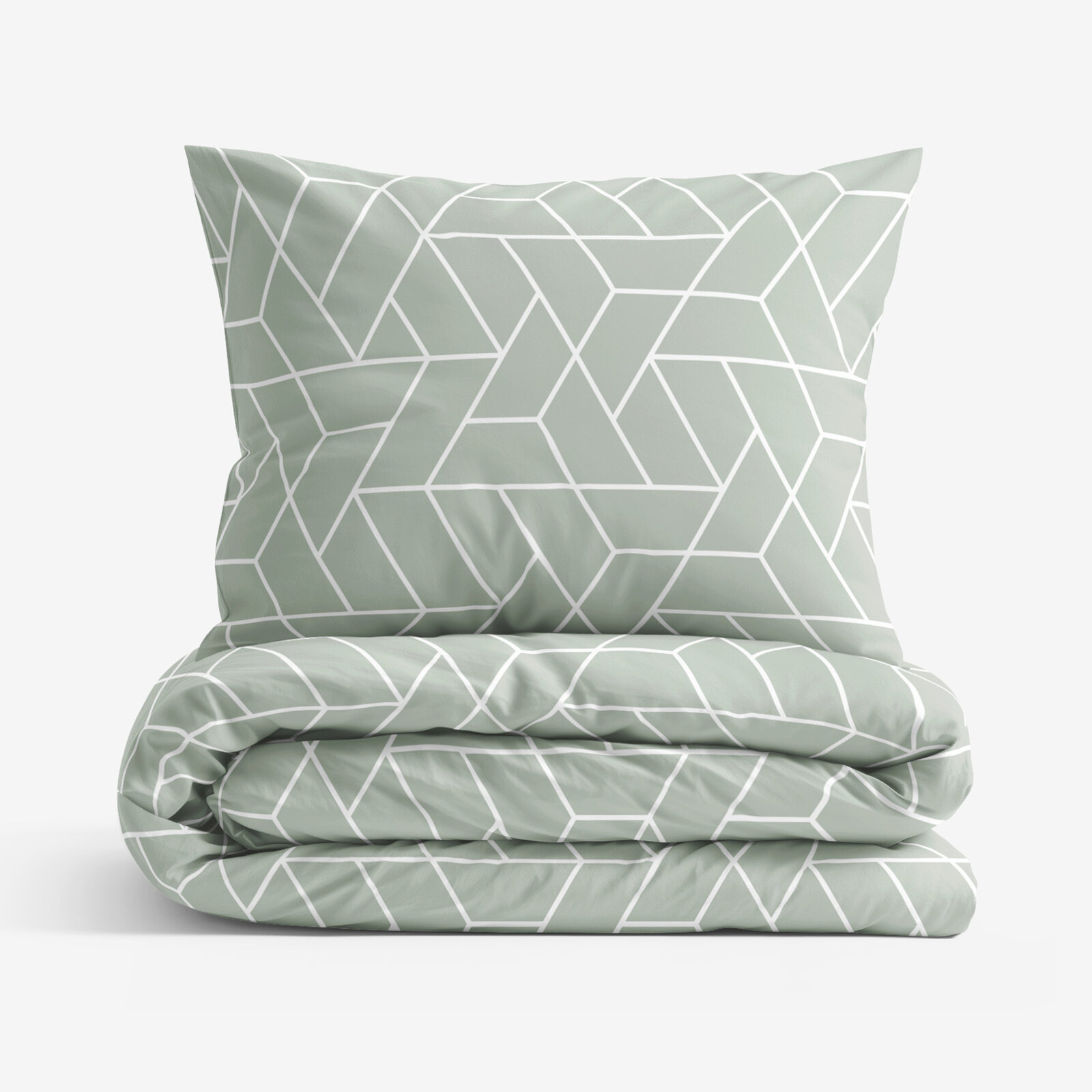 Bettwäsche aus Baumwolle - Mosaik auf Salbeigrün