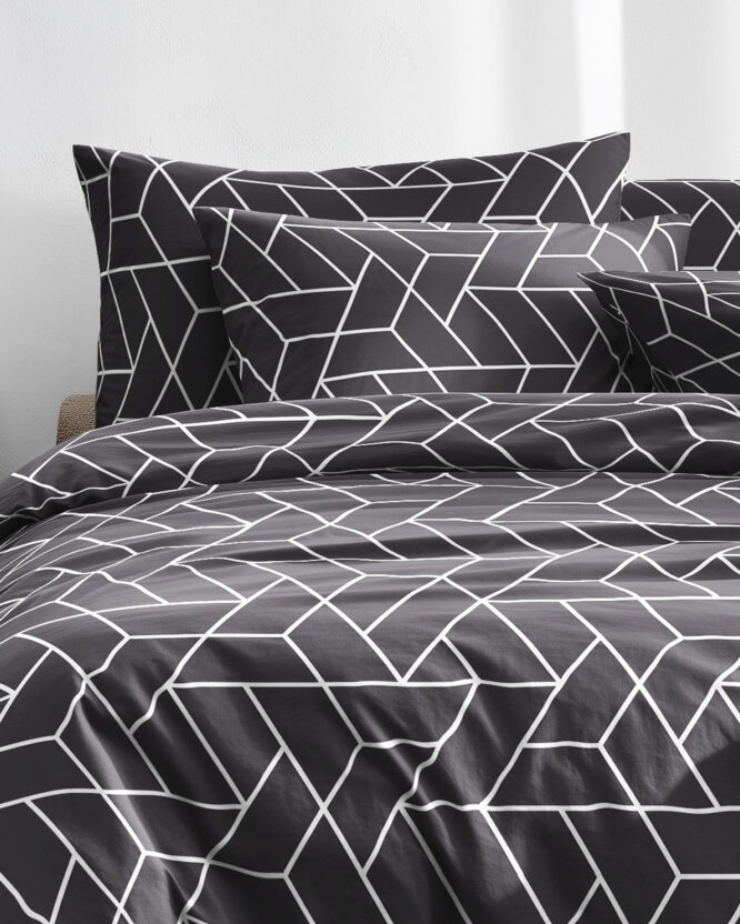 Bettwäsche aus Baumwolle - Mosaik auf Dunkelgrau