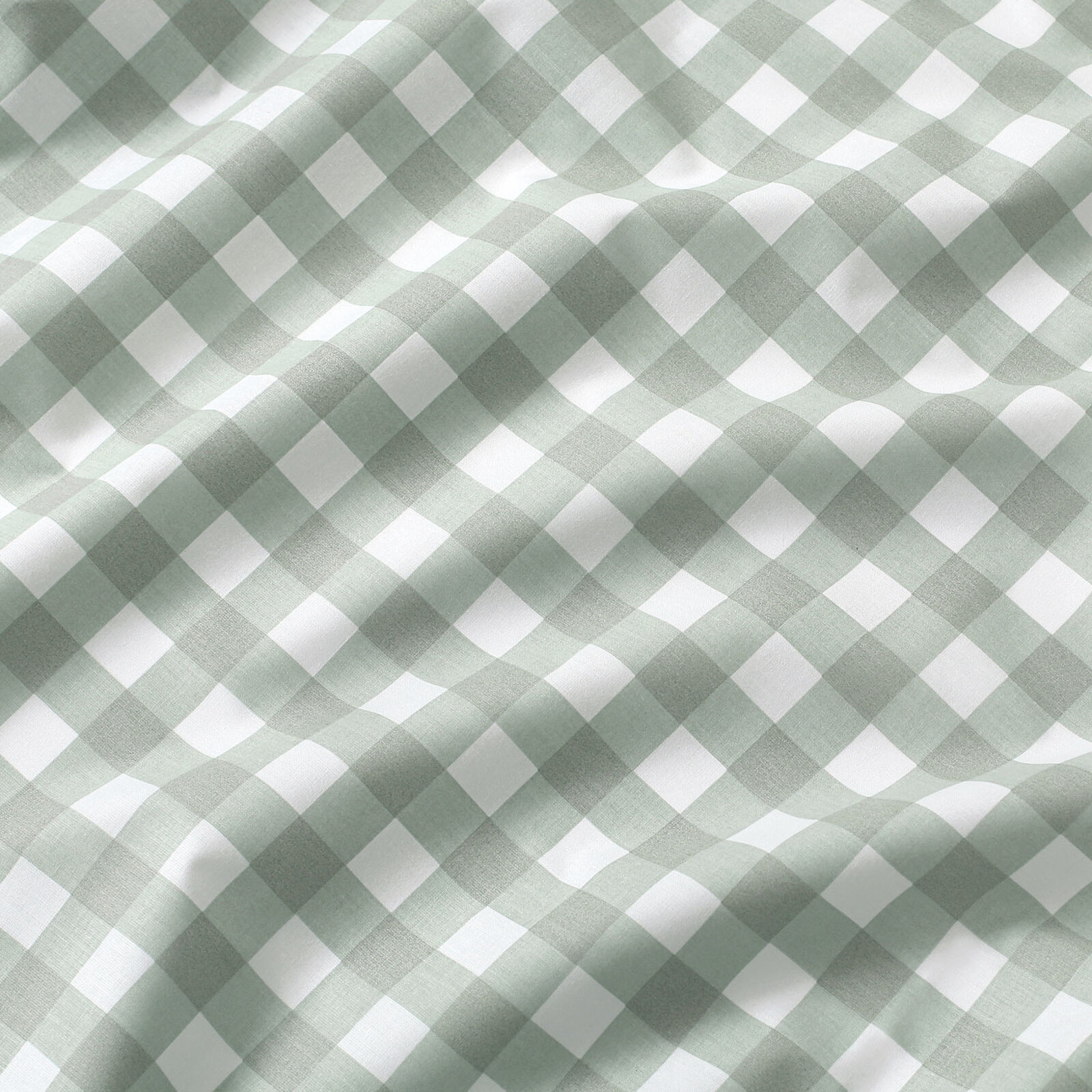 Eckige Tischdecke 100% Baumwolle - Salbeigrüne Würfel