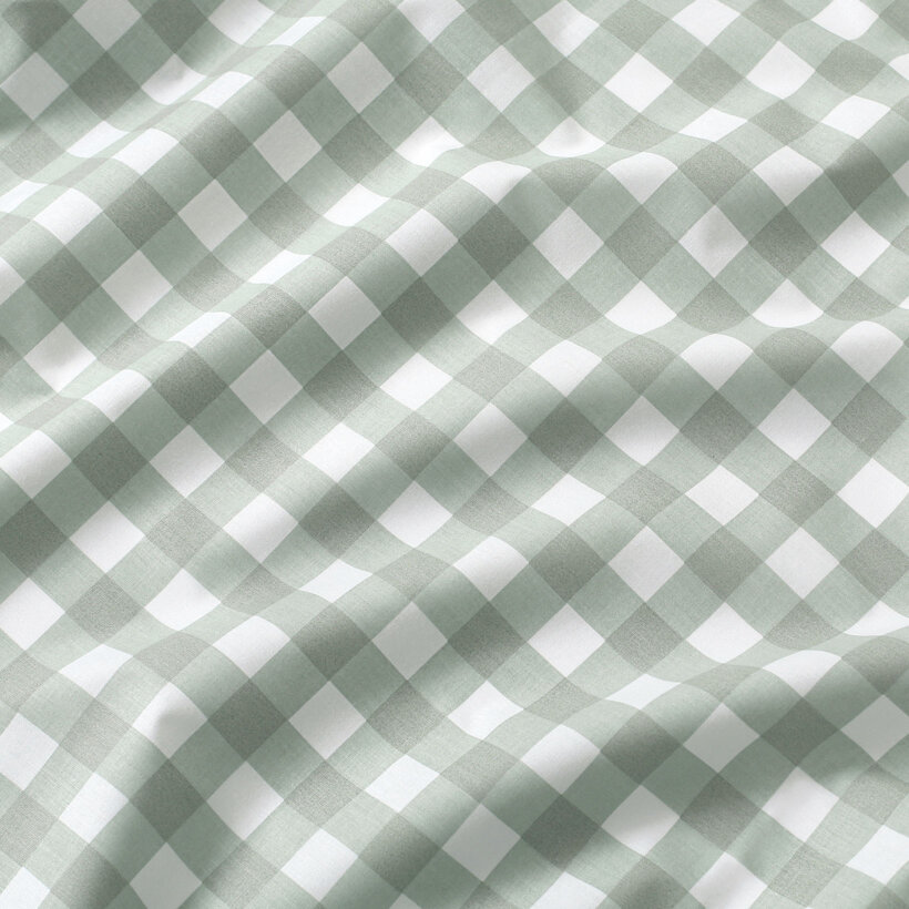 Eckige Tischdecke 100% Baumwolle - Salbeigrüne Würfel