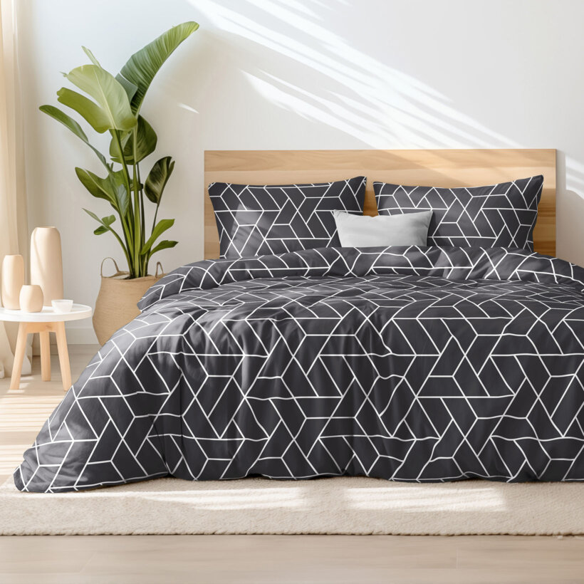 Bettwäsche aus Baumwolle - Mosaik auf Dunkelgrau