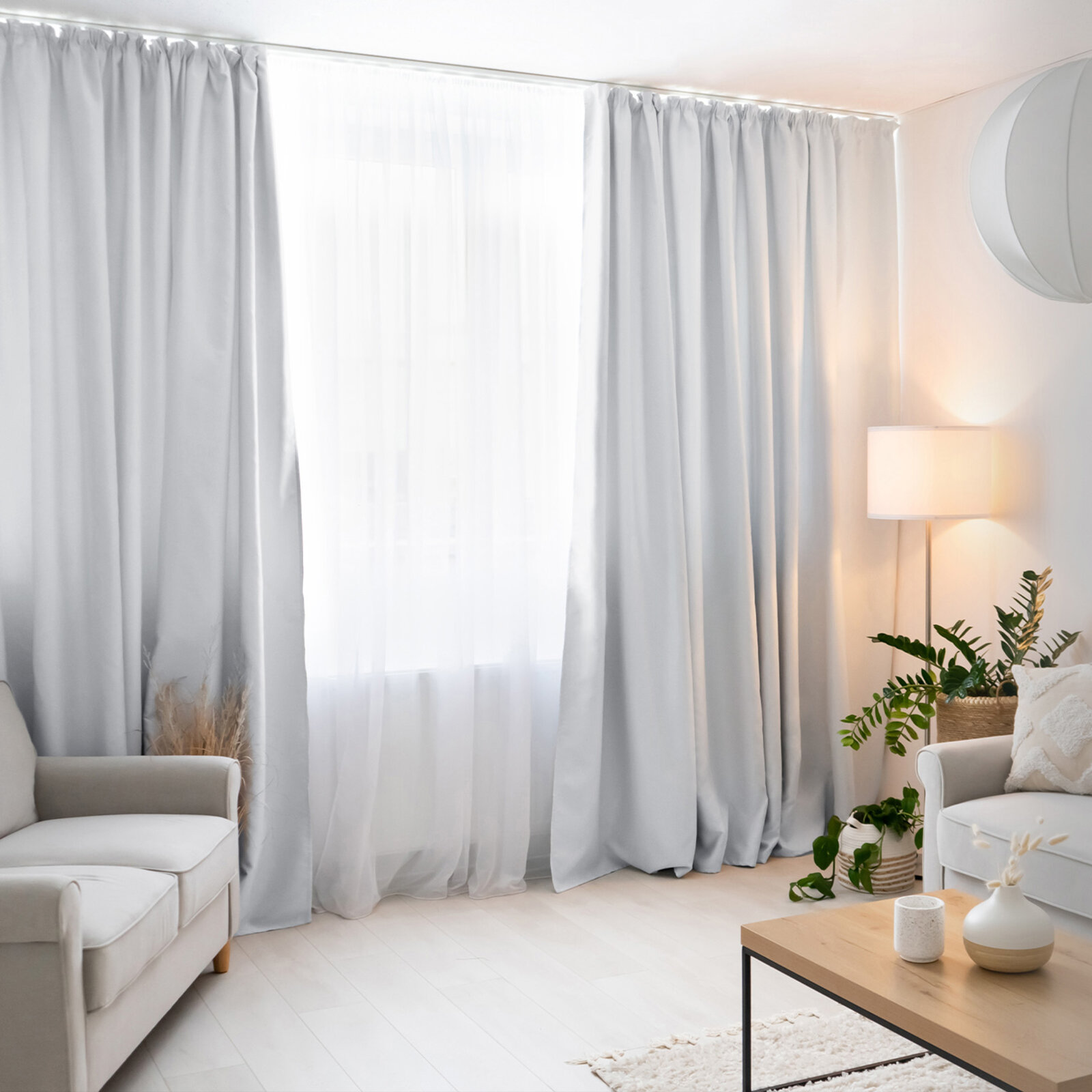 Blackout Verdunkelungsvorhang mit Satin-Glanz - silber